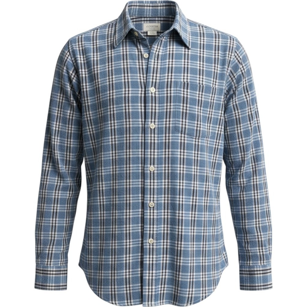 J.Crew Mens Tailored Fit Plaid Button Down Shirt Blue White Cotton Medium